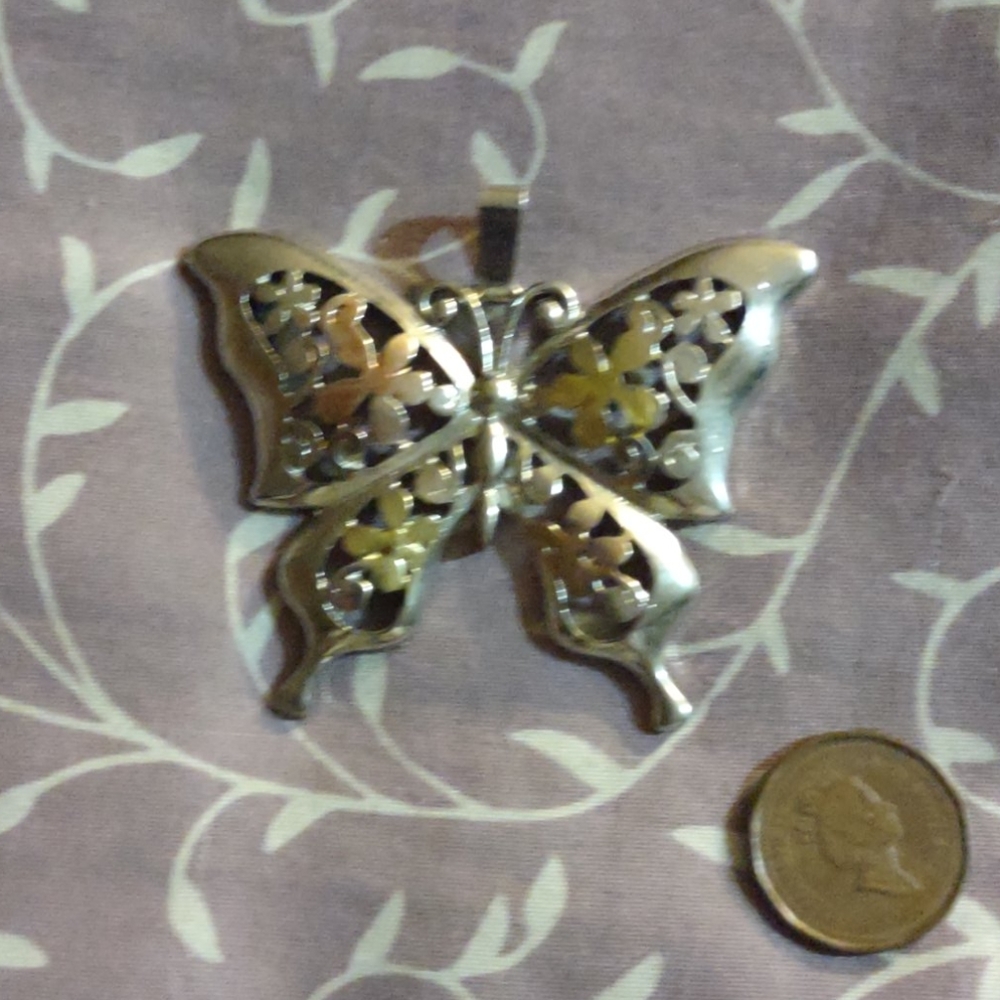 Vintage gold and silver Butterfly Pendant